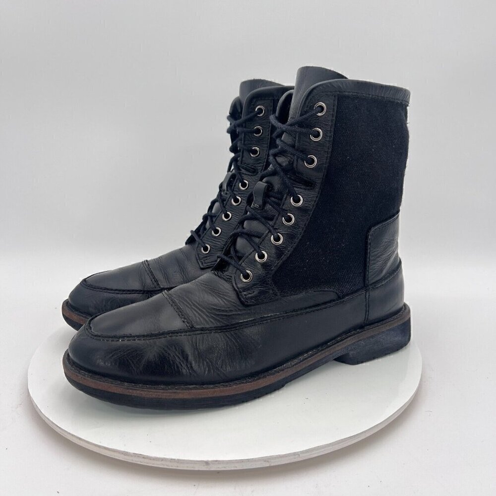 Bed Stu Herd Boot Men Size 8.5 Black Leather Suede Lace Up Combat Ankle Shoes
